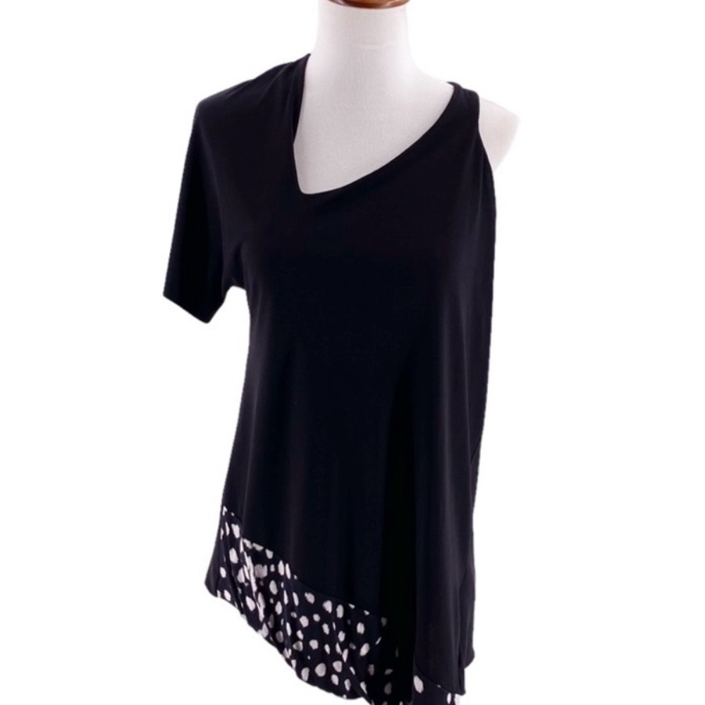 Just Cavalli Black Asymmetrical Flutter Sleeve Top